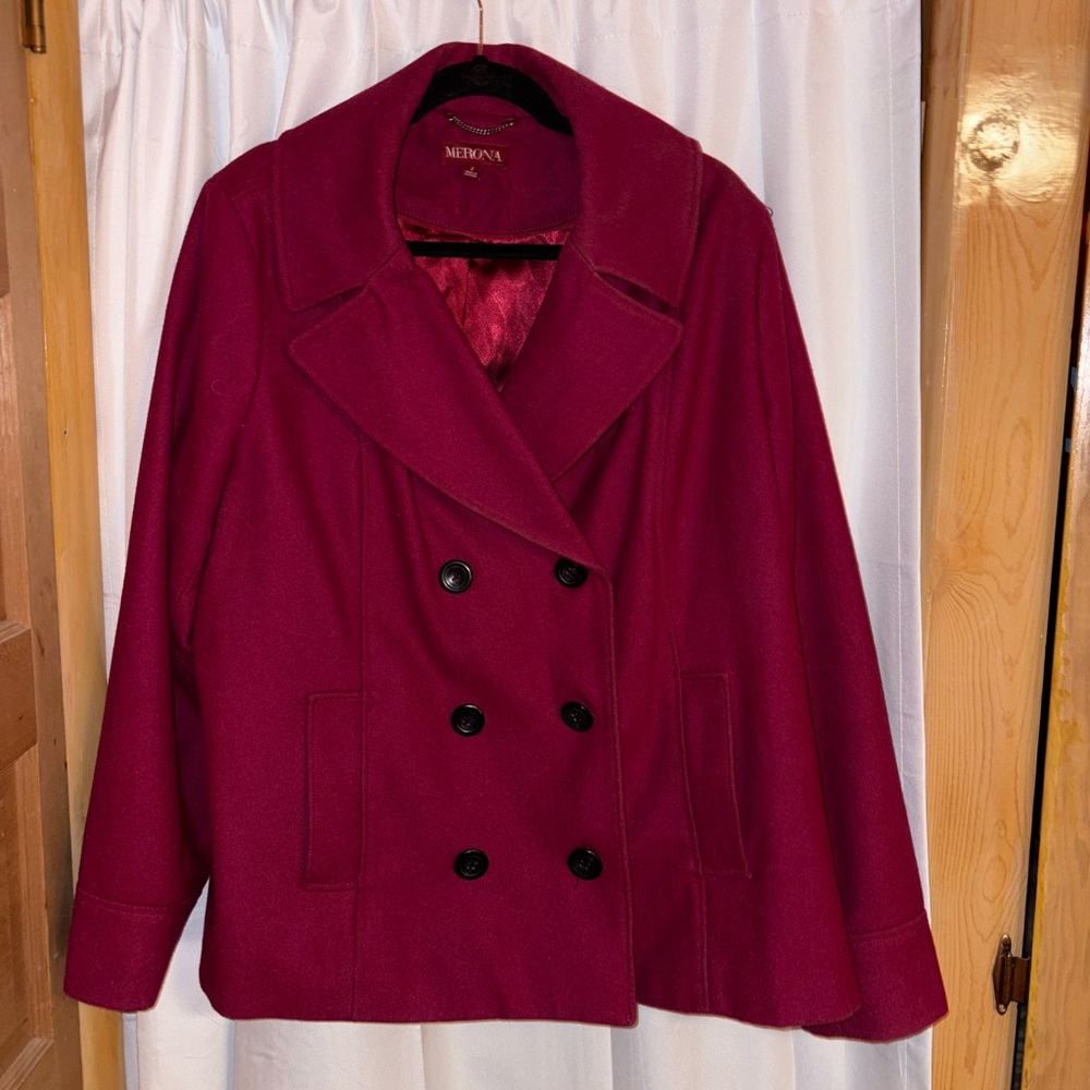 Merona Women's Vibrant Burgundy Peacoat